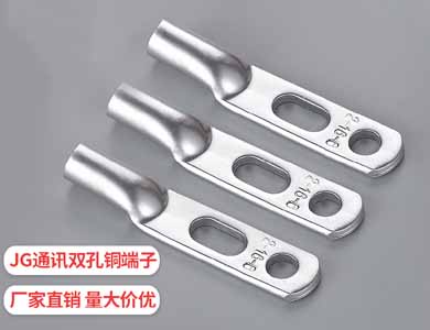 JG2双孔铜鼻子,镀锡双孔铜端子,通讯专用双孔接线端子,移动 华为设备连接端子